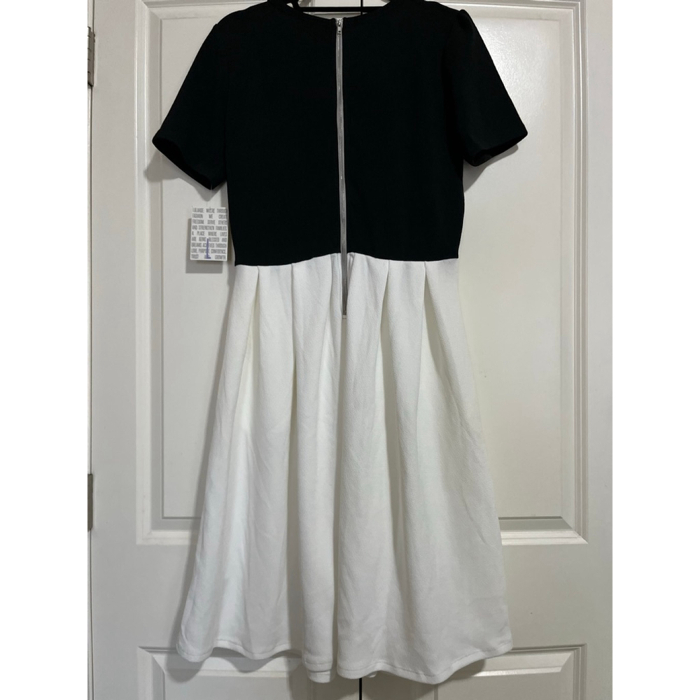 NWT Women's LuLaRoe Amelia Black and White Short Sleeve Dress L - Picture 6 of 9